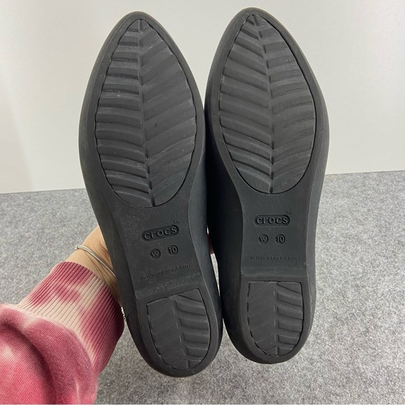 CROCS Eve Pointed Toe Black Slip On Ballet Flats Women’s Size 10 - Picture 5 of 6